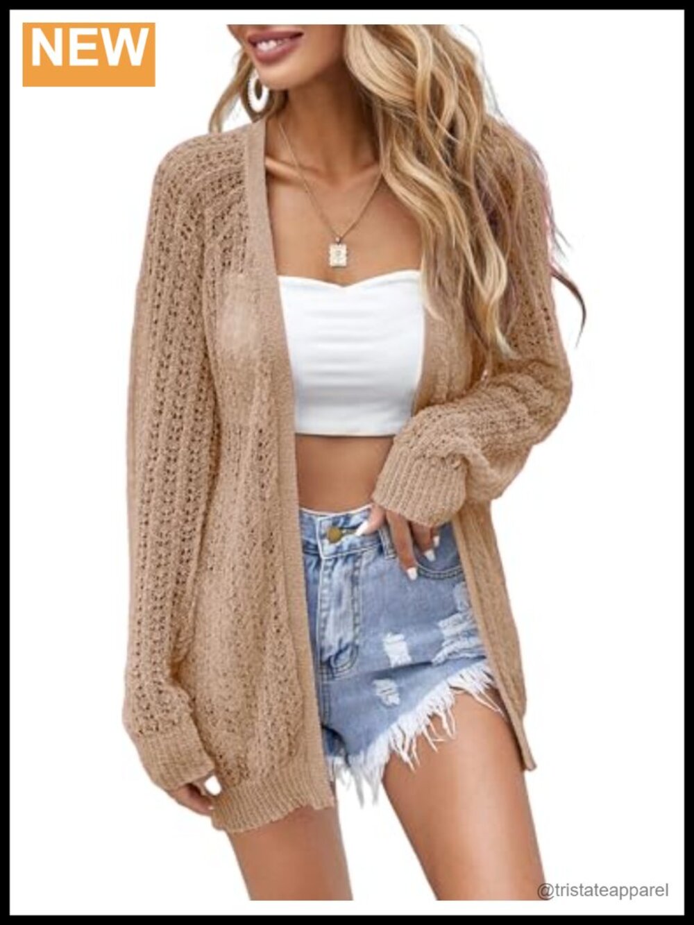 Womens Lightweight Crochet Open Front Long Sleeve Cardigan Cover Up